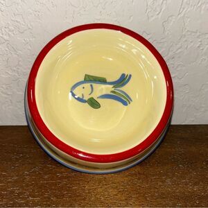 Pfaltzgraff Fish Hand Painted Ceramic Cat Bowl